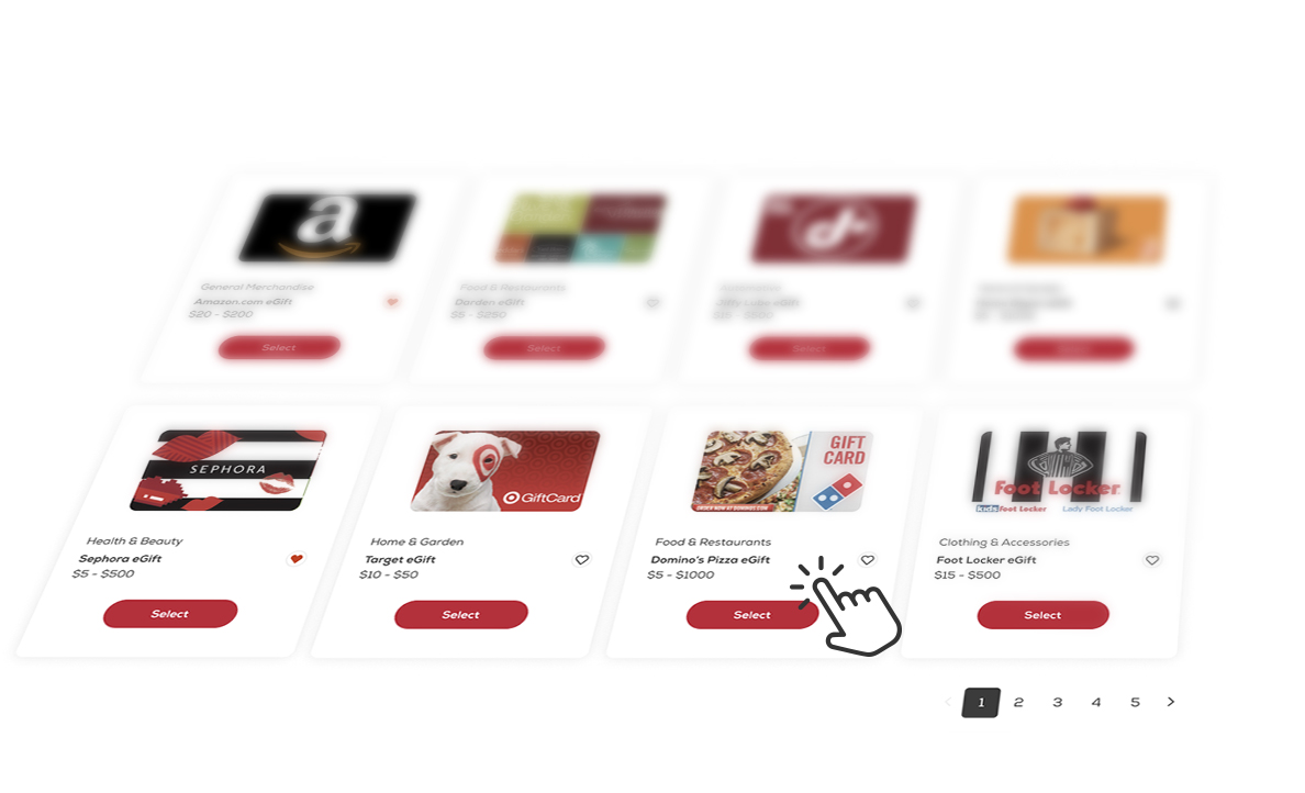 Cards available on in the reward store